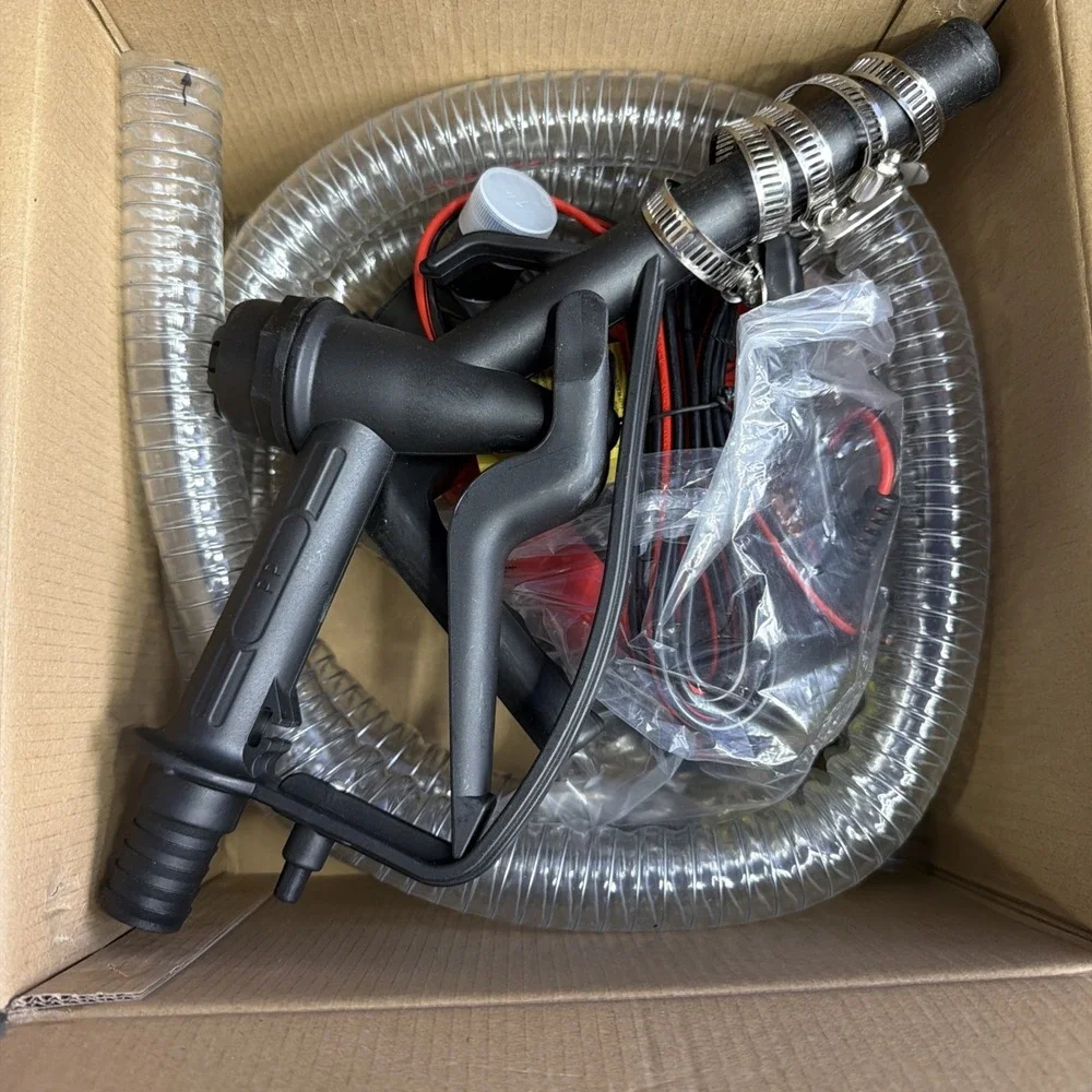 TS 12V DC Fuel Transfer Pump 13 GPM for Diesel, Kerosene, with Nozzle